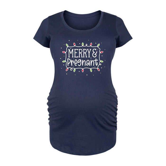 Merry And Pregnant - Women's Maternity Scoop Neck Graphic T-Shirt
