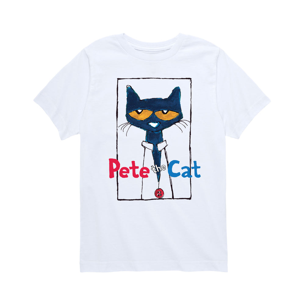 Pete the Cat Frame with Button - Youth & Toddler Short Sleeve T-Shirt