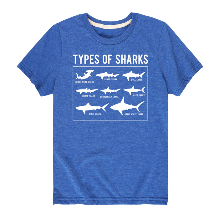 Types Of Sharks - Youth & Toddler Short Sleeve T-Shirt