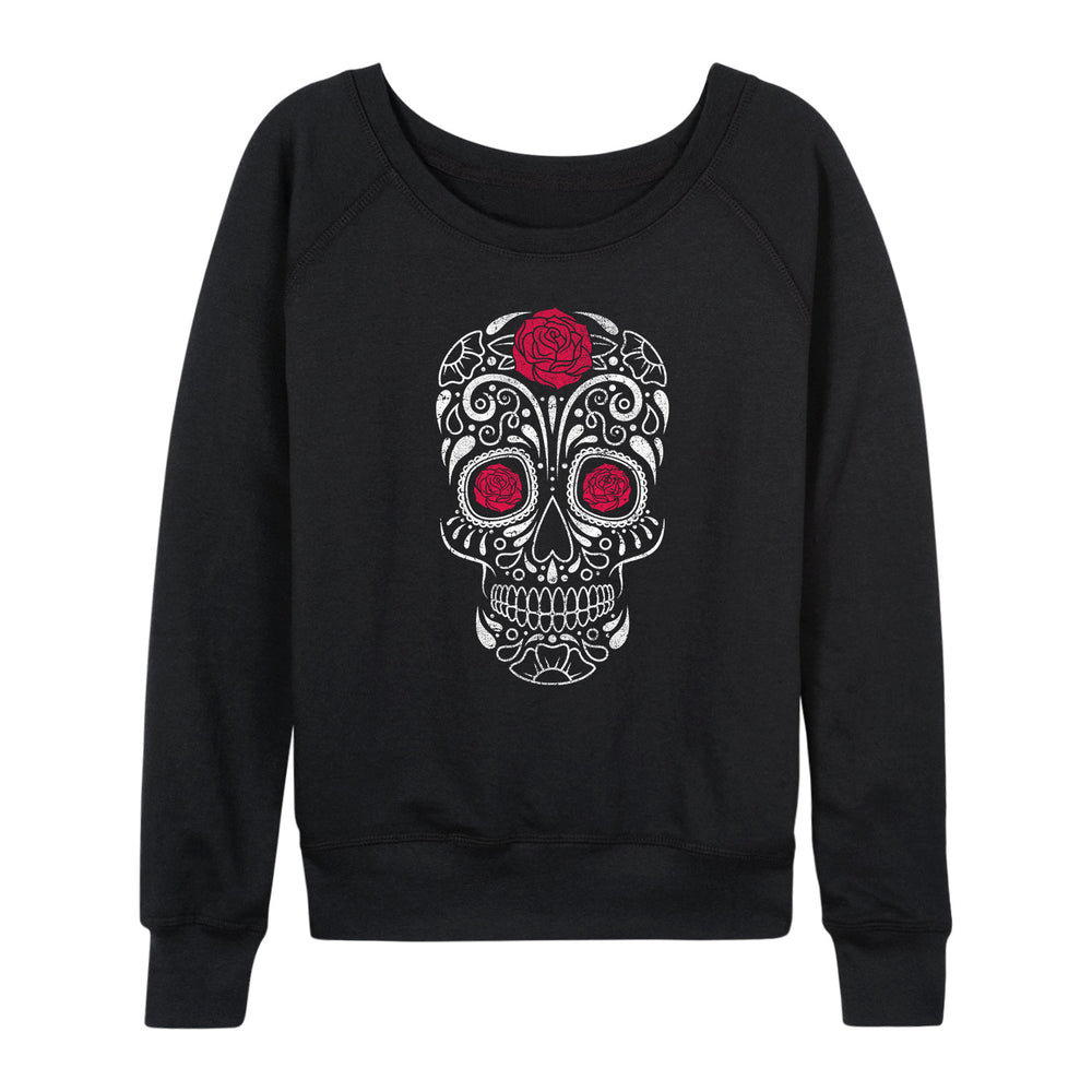 Rose Sugar Skull - Women's Lightweight French Terry Pullover
