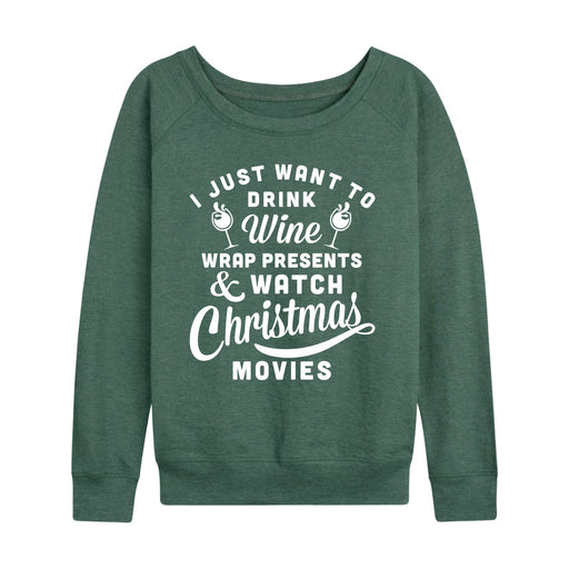 Wine Presents Christmas Movies - Women's Slouchy