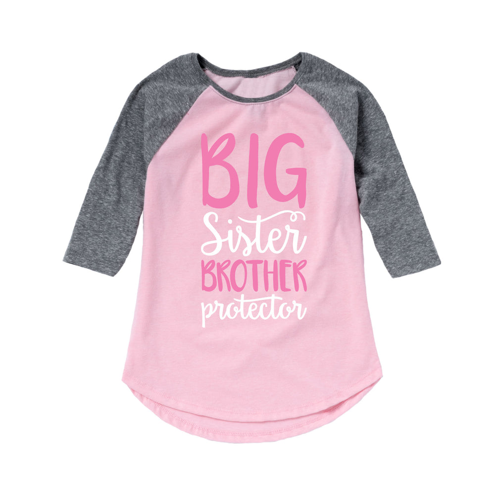 Big Sister Brother Protector - Youth & Toddler Girls Raglan