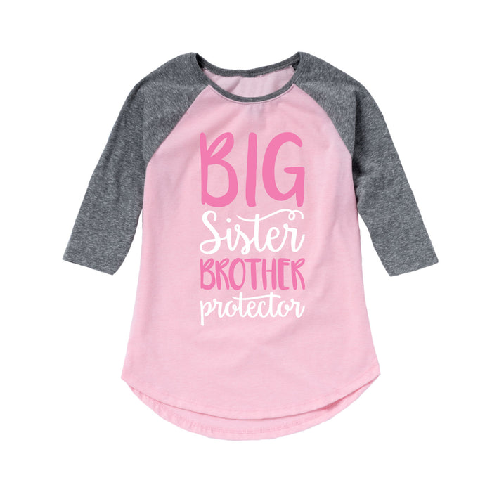 Big Sister Brother Protector - Youth & Toddler Girls Raglan
