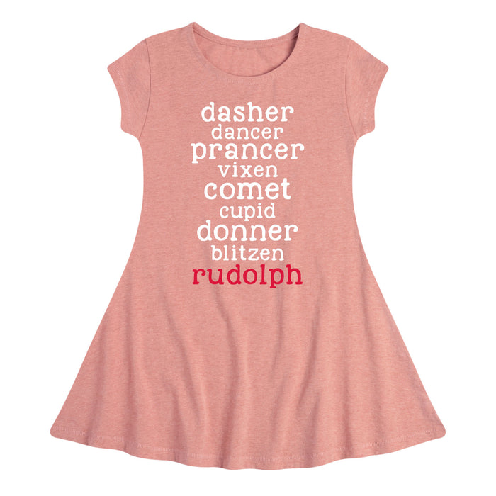 Reindeer Names - Youth & Toddler Girl Fit and Flare Dress
