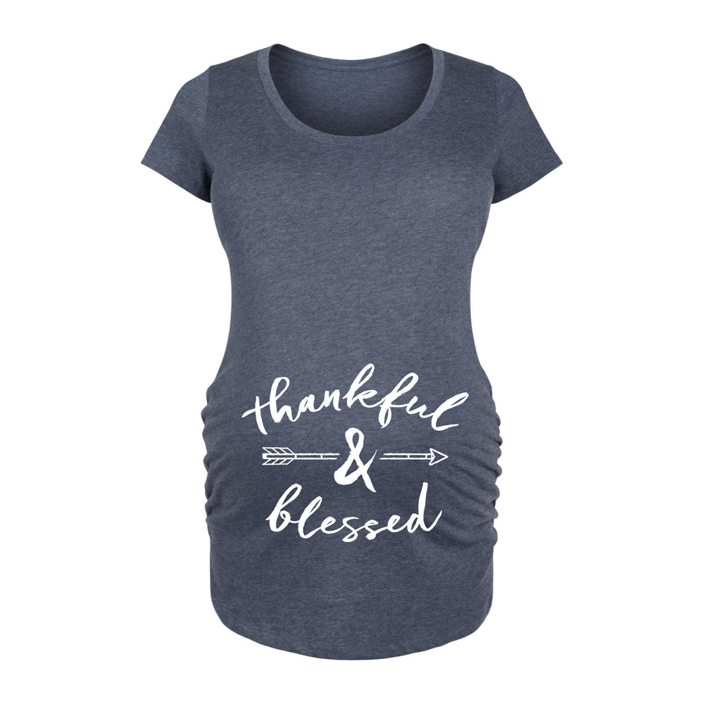 Thankful And Blessed - Women's Maternity Scoop Neck Graphic T-Shirt