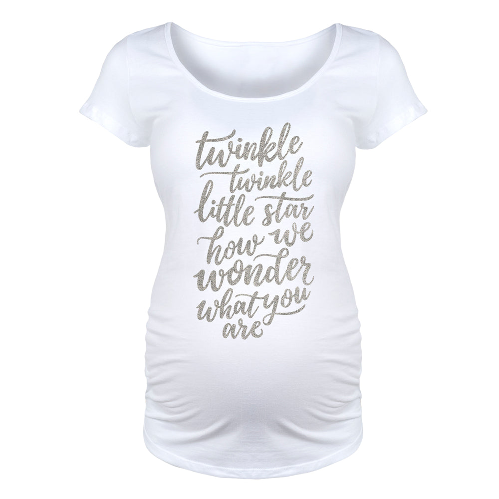 Twinkle Twinkle Little Star Metallic Silver - Maternity Short Sleeve T-Shirt