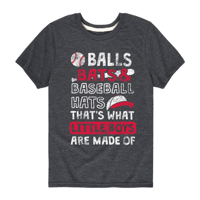 Balls Bats Baseball Hats - Youth & Toddler Short Sleeve T-Shirt