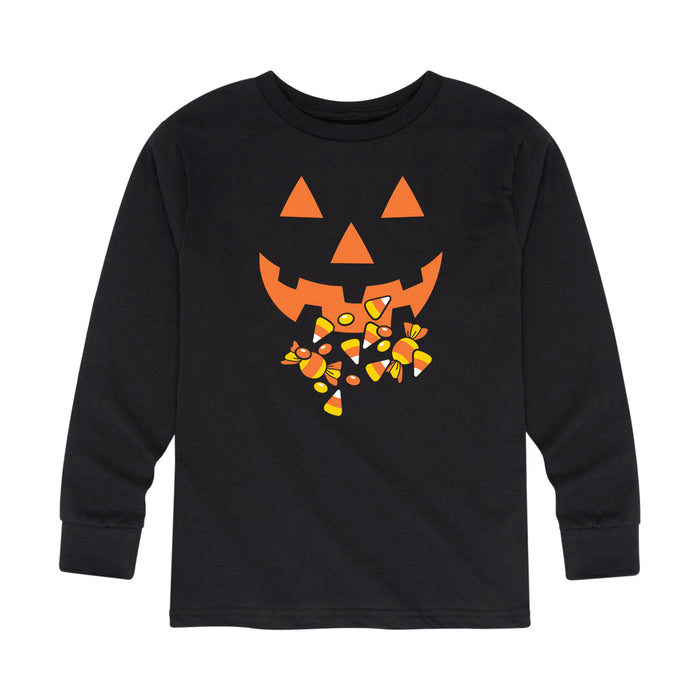 Pumkin Candy Face - Toddler & Youth Long Sleeve T-Shirt