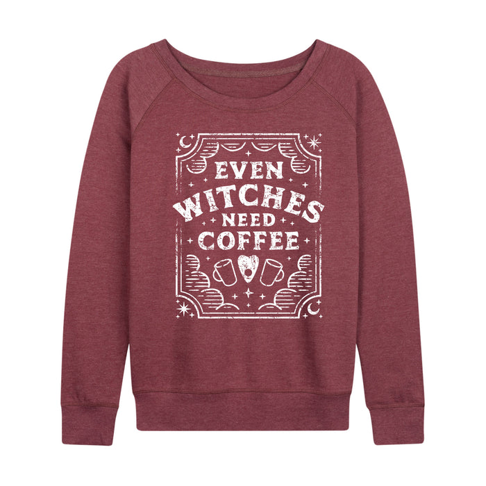 Even Witches Need Coffee - Women's Lightweight French Terry Pullover