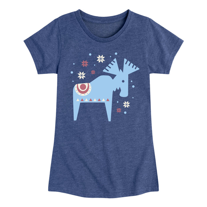 Scandinavian Moose - Youth & Toddler Girls Short Sleeve T-Shirt