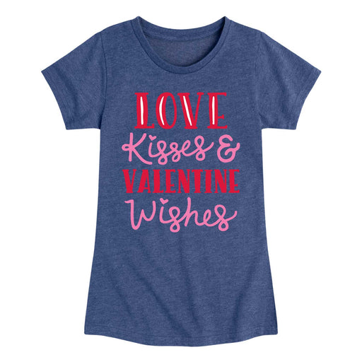 Love Kisses Valentine Wishes - Youth & Toddler Girls Short Sleeve T-Shirt