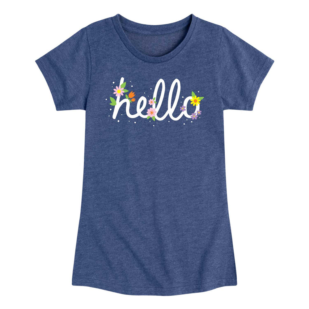 Flower Hello - Youth & Toddler Girls Short Sleeve T-Shirt