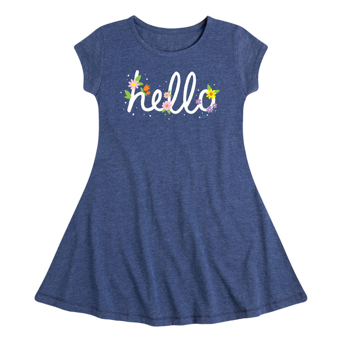 Flower Hello - Youth & Toddler Girls Fit and Flare Dress