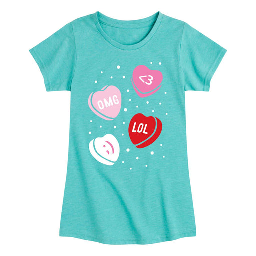 Texting Hearts - Youth & Toddler Girls Short Sleeve T-Shirt