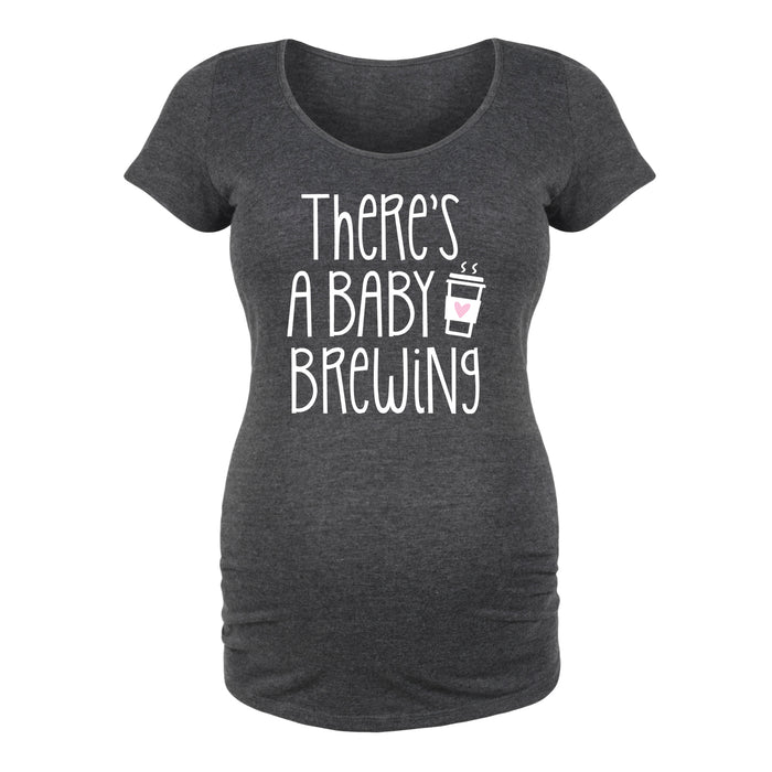 There's A Baby Brewing - Maternity Short Sleeve T-Shirt