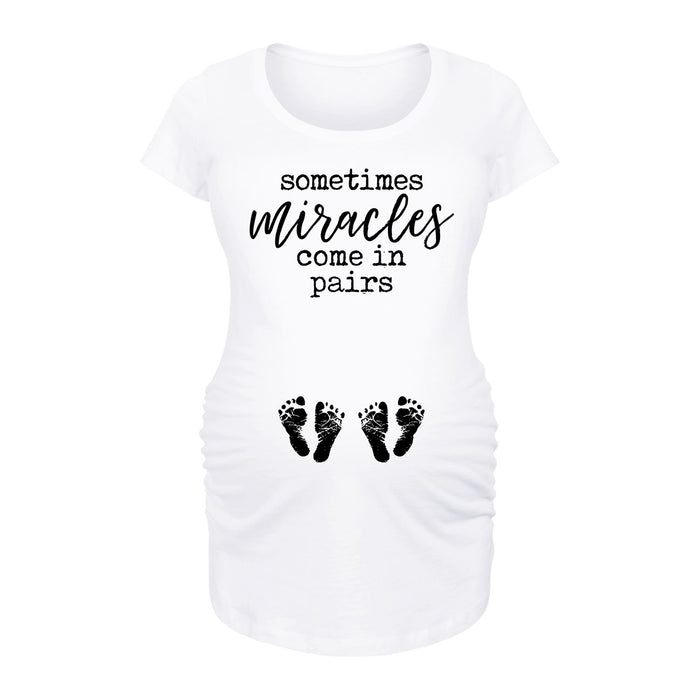 Sometimes Miracles Come In Pairs - Maternity Short Sleeve T-Shirt