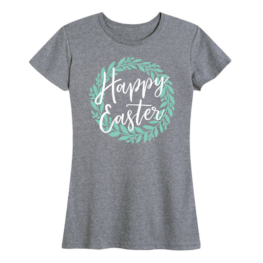 Happy Easter Floral Wreath - Women's Short Sleeve T-Shirt