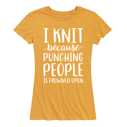 I Knit Punching People Frowned Upon - Women's Short Sleeve T-Shirt