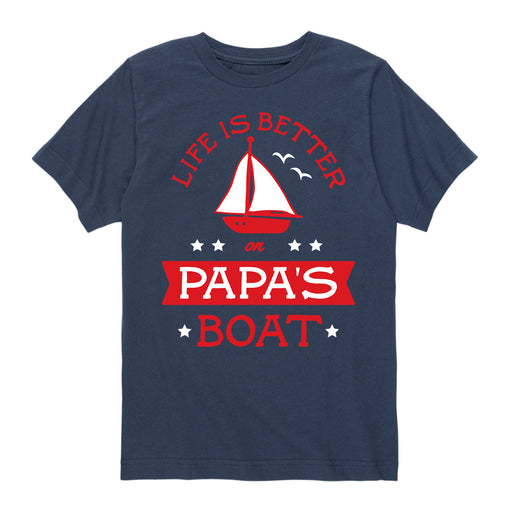 Better on Papa's Boat - Youth & Toddler Short Sleeve T-Shirt