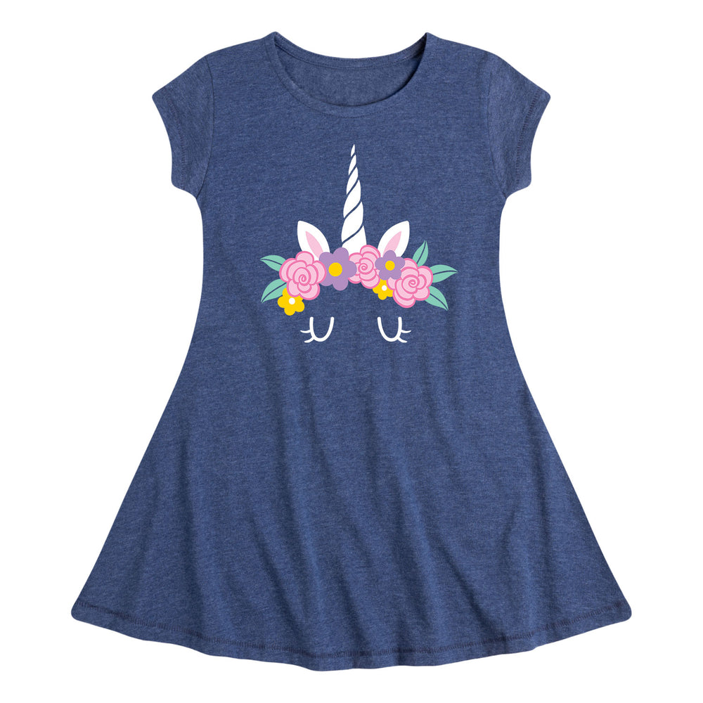 Unicorn Face - Youth & Toddler Girls Fit and Flare Dress