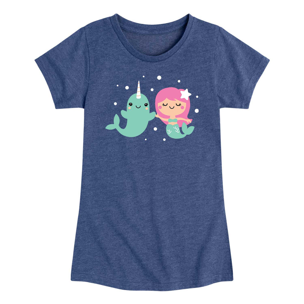 Narwhal Mermaid Friends - Youth & Toddler Girls Short Sleeve T-Shirt