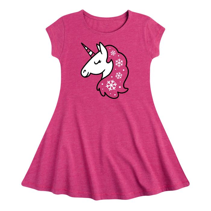 Christmas Unicorn - Youth & Toddler Girls Fit and Flare Dress
