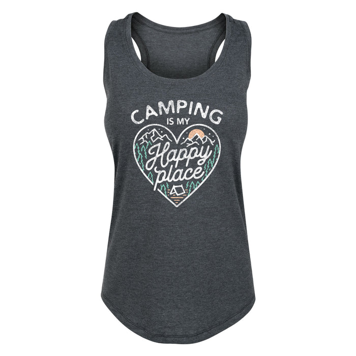 Camping Is My Happy Place - Women's Racerback Graphic Tank