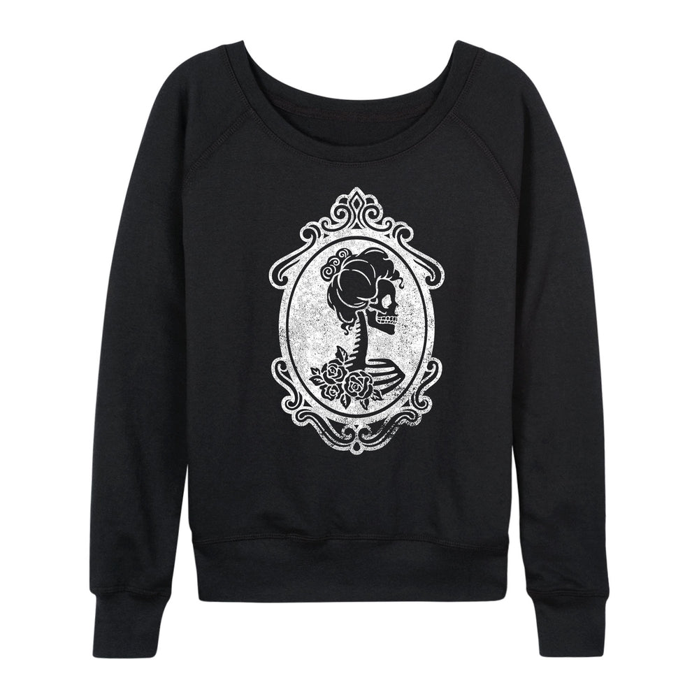 Victorian Skeleton Cameo Lady - Women's Lightweight French Terry Pullover
