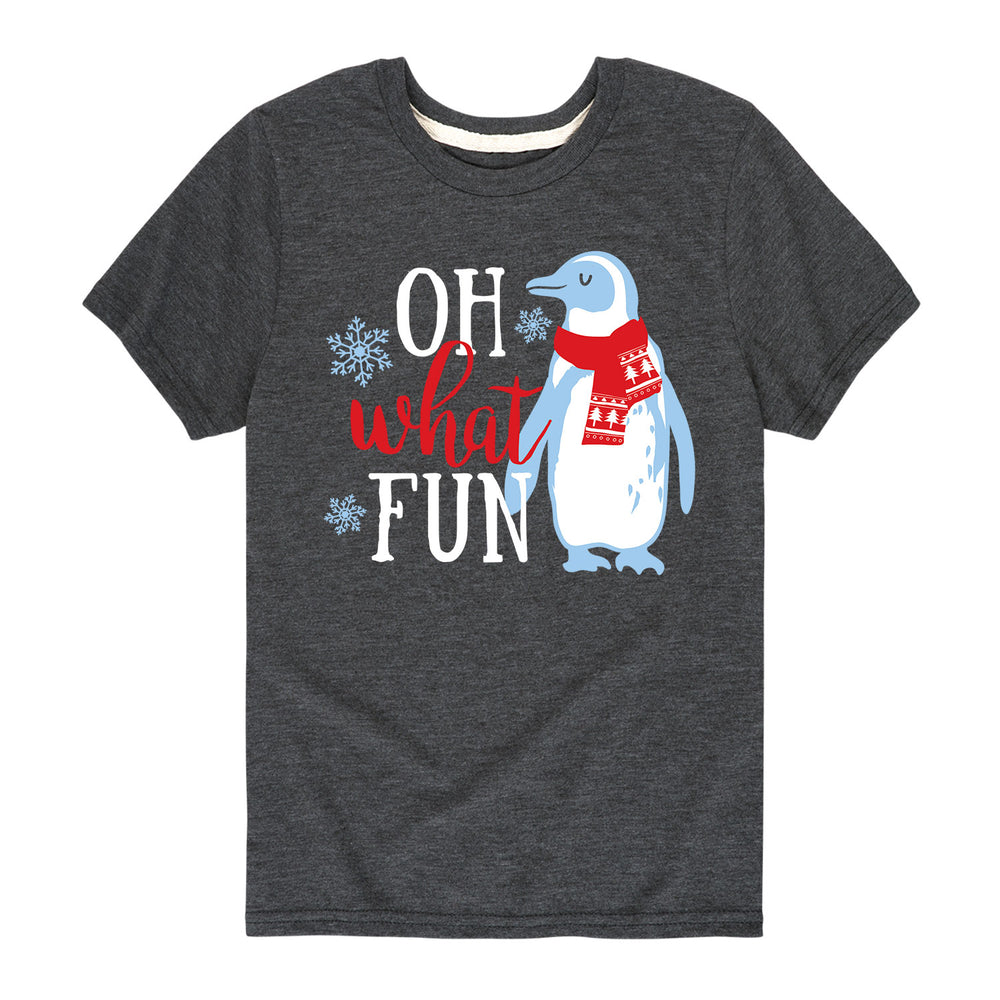 Oh What Fun Penguin - Youth & Toddler Short Sleeve T-Shirt