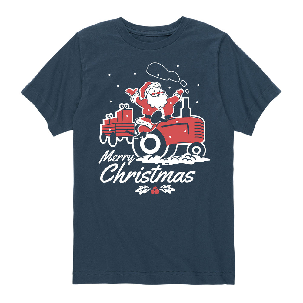 Santa Driving Tractor - Youth & Toddler Short Sleeve T-Shirt