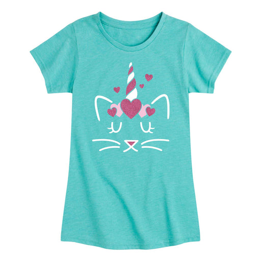 Valentine Kitty Unicorn - Youth & Toddler Girls Short Sleeve T-Shirt