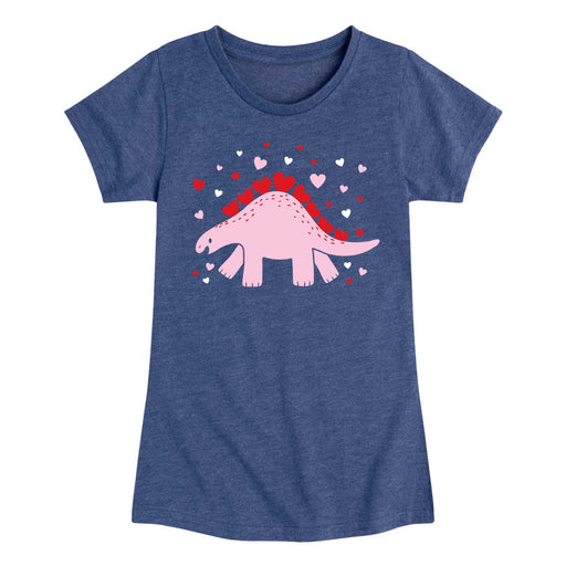 Valentine Dinosaur - Youth & Toddler Girls Short Sleeve T-Shirt