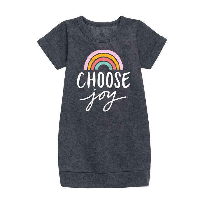 Choose Joy Rainbow - Youth & Toddler Girls Fleece Dress