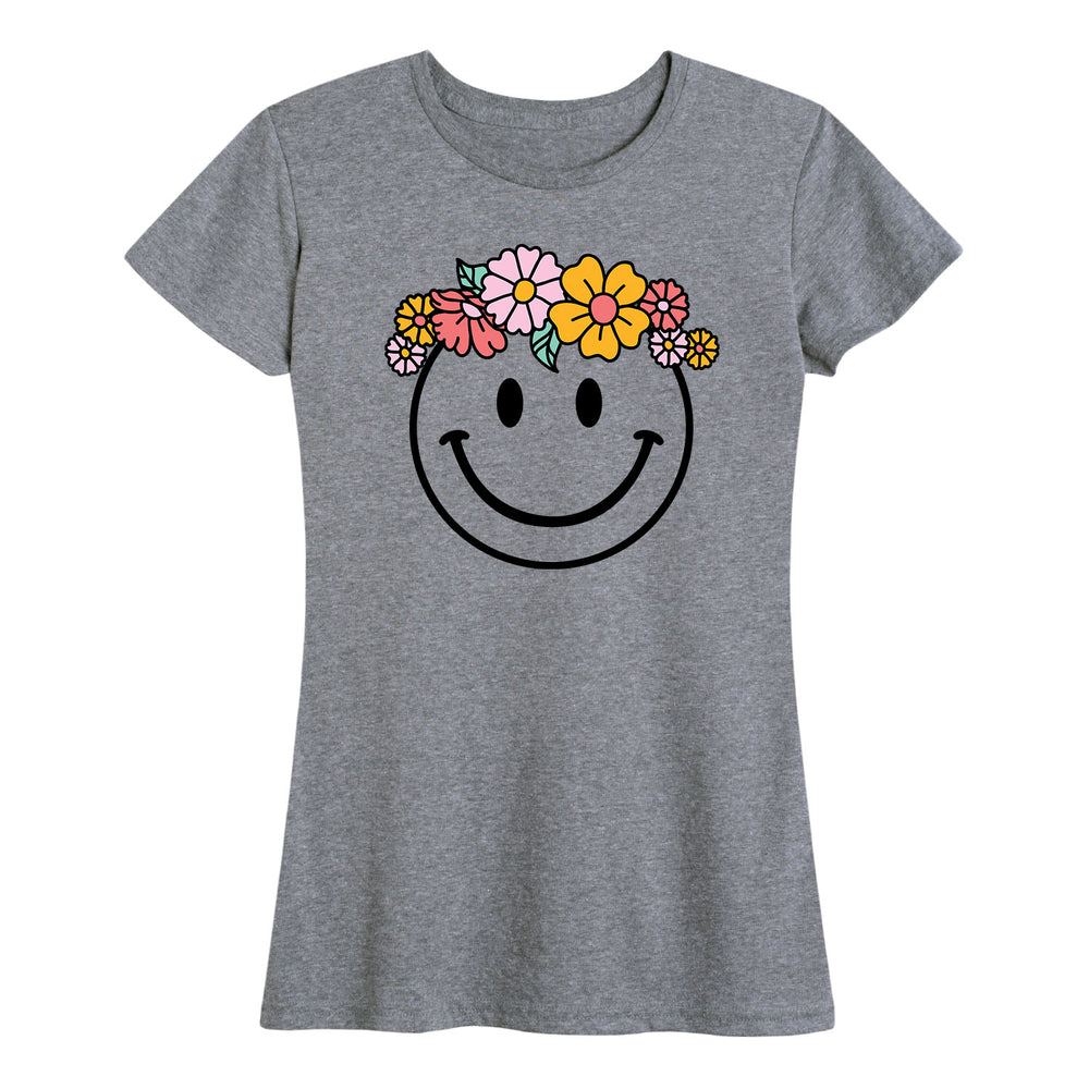 Smiley Flower Crown - Women's Short Sleeve T-Shirt