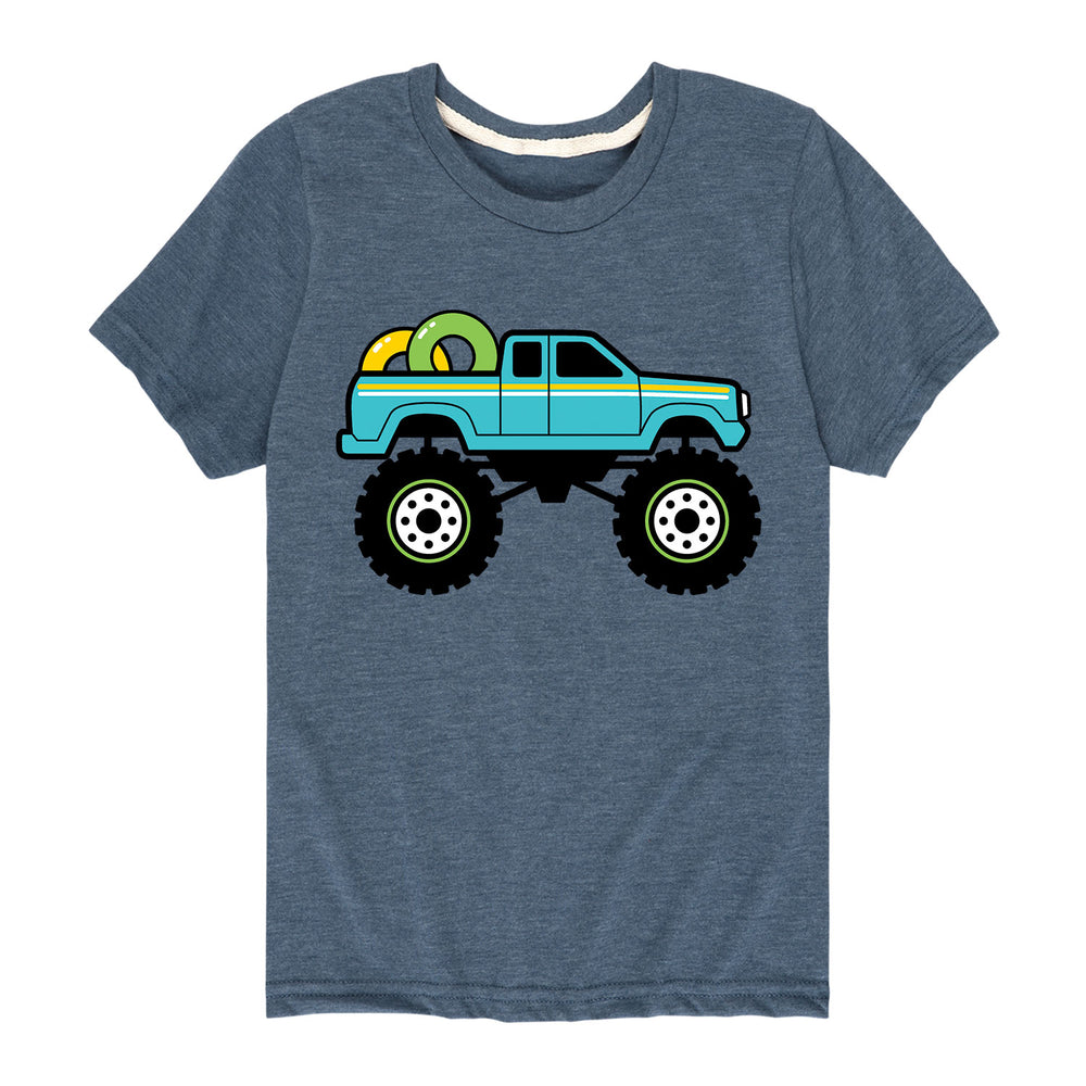 Monster Truck With Pool Float - Youth Short Sleeve T-Shirt