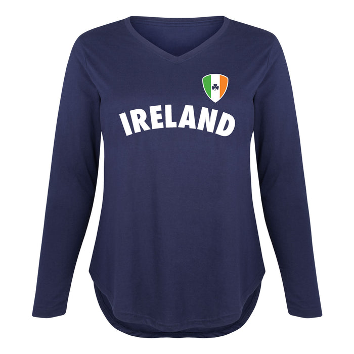 Ireland Soccer Flag Shield - Women's Plus Size Long Sleeve T-Shirt