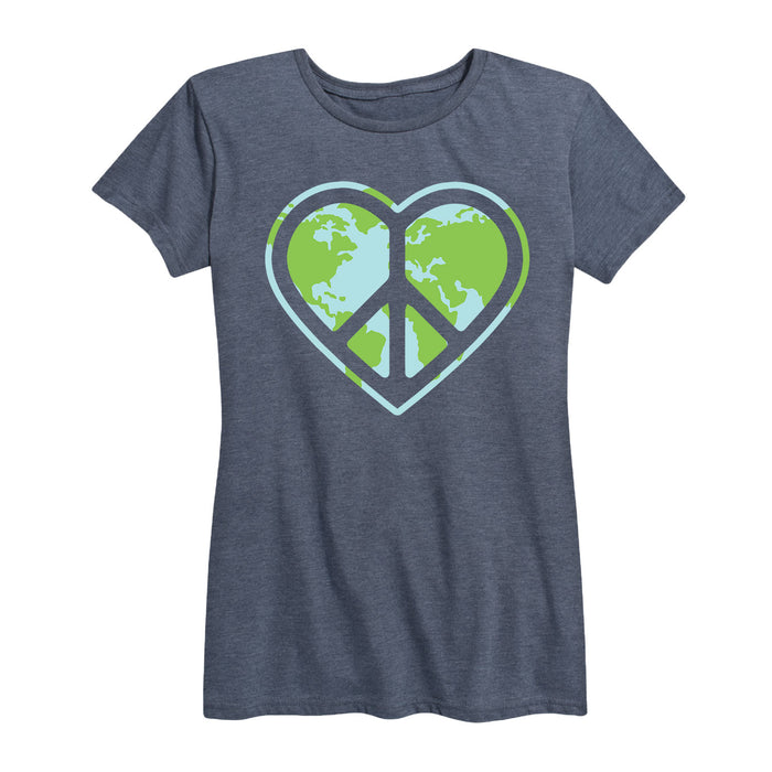 Heart Peace Sign Earth - Women's Short Sleeve T-Shirt