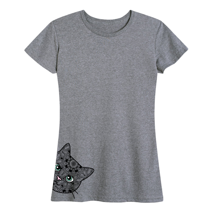 Peeking Mandala Cat - Women's Short Sleeve T-Shirt