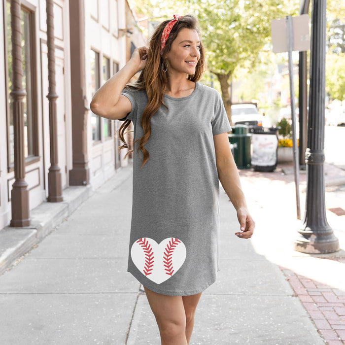 Baseball Heart - Women's Short Sleeve Dress
