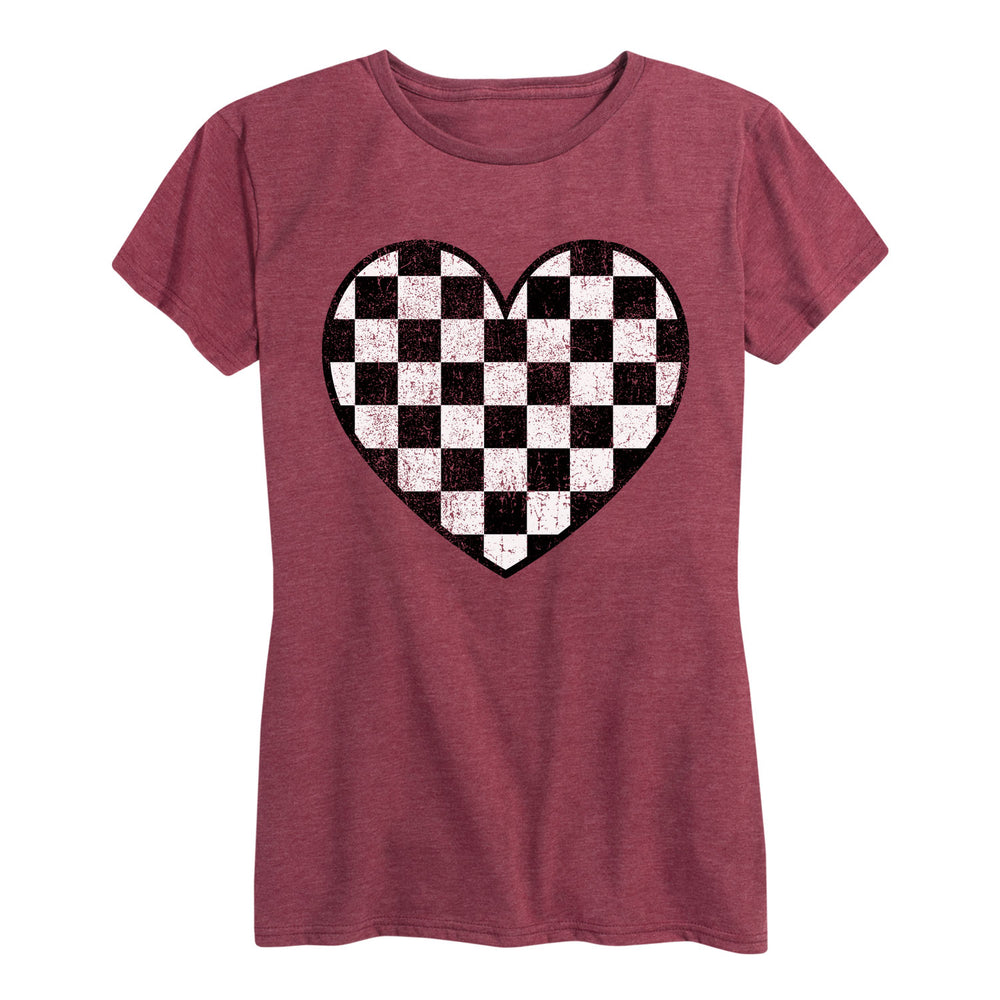 Checker Print Heart - Women's Short Sleeve T-Shirt