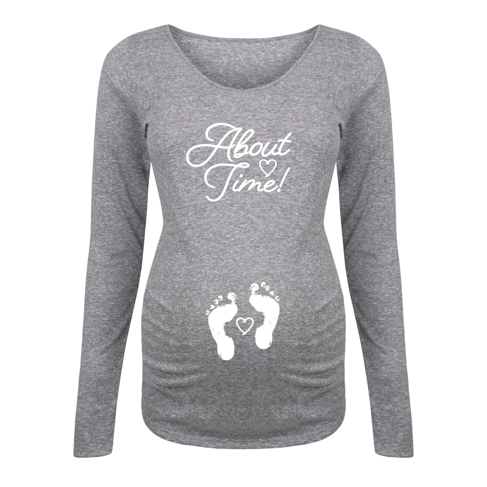 About Time Footprints - Maternity Long Sleeve T-Shirt