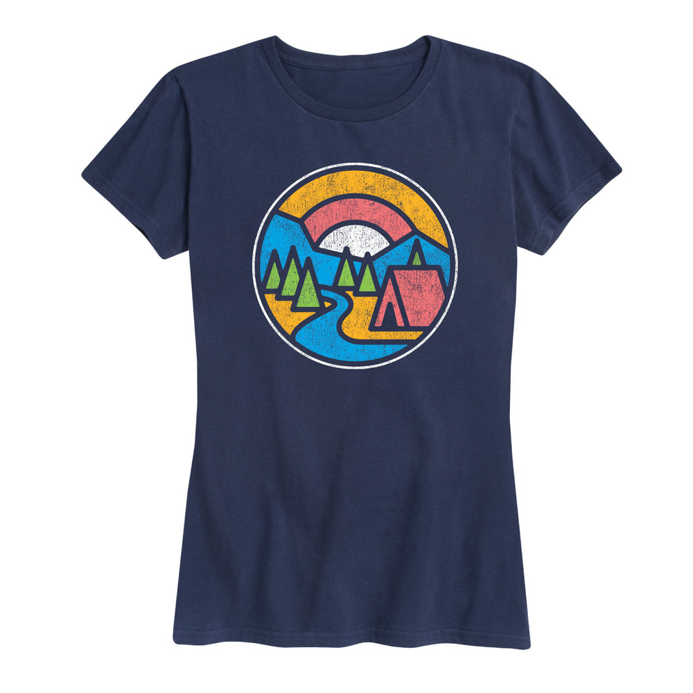 Camp Scene Stained Glass - Women's Short Sleeve T-Shirt