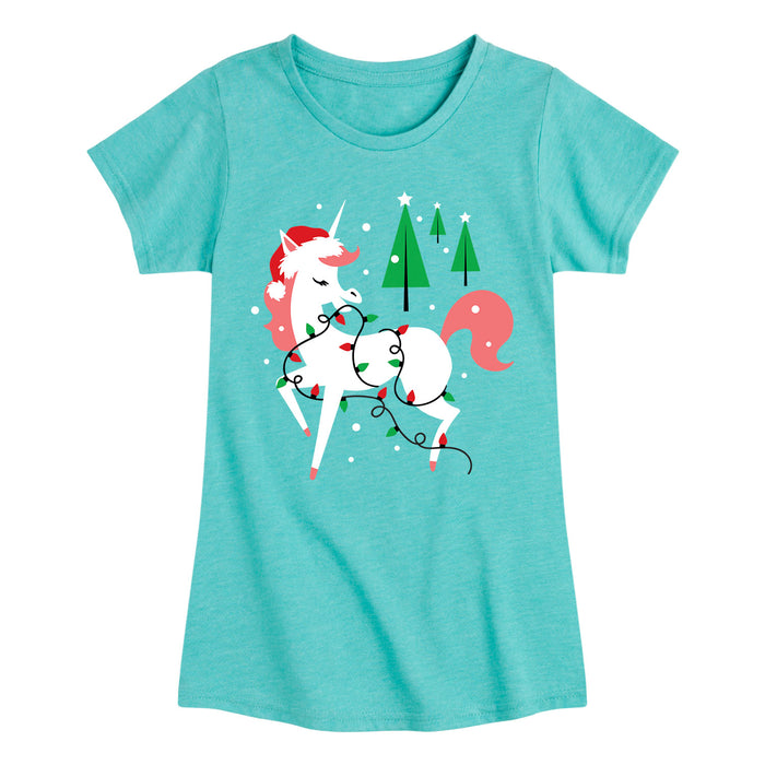 KidTeez™ - Unicorn With Christmas Lights - Youth & Toddler Girls