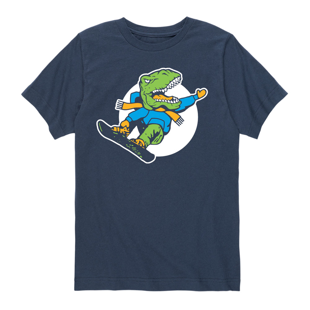 Dino Snowboarder - Youth & Toddler Short Sleeve T-Shirt