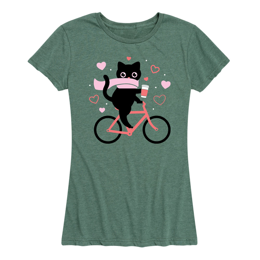 Cat On Bike Hearts - Women's Short Sleeve T-Shirt