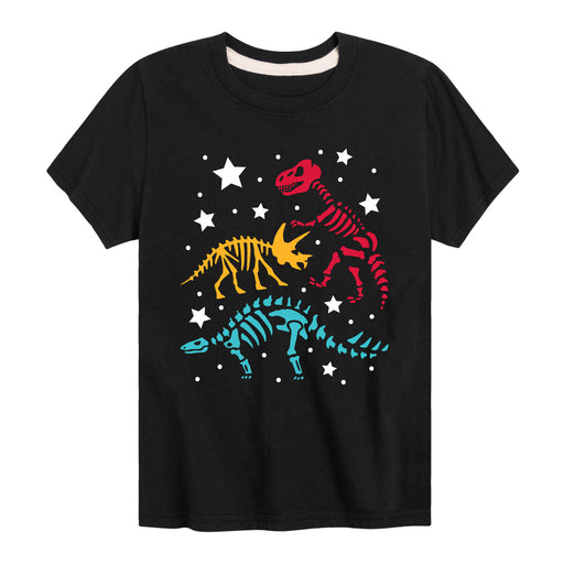 Colorful Dino Skeletons - Youth & Toddler Short Sleeve T-Shirt