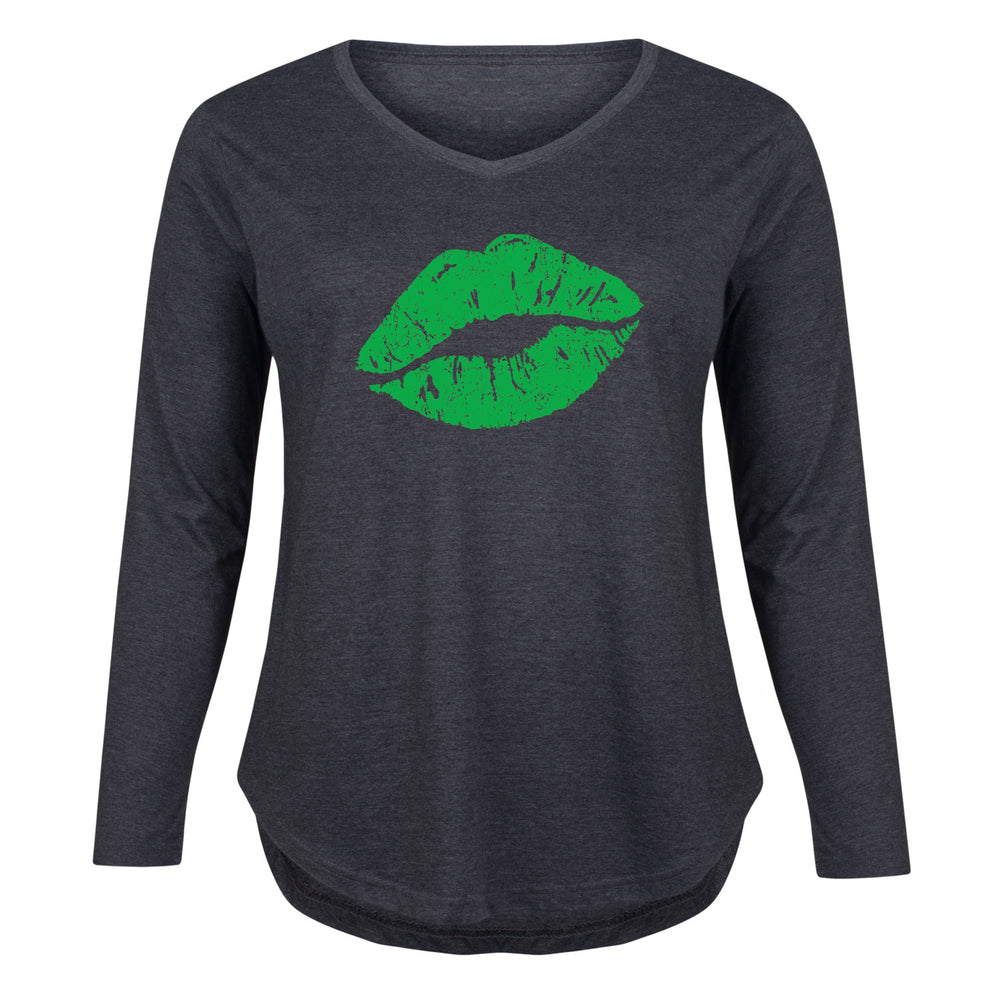 Green Lips - Women's Plus Size Long Sleeve T-Shirt