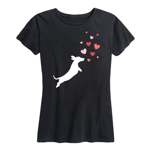 Dachshund Chasing Hearts - Women's Short Sleeve T-Shirt