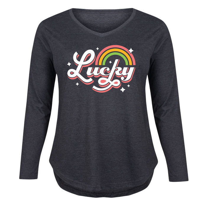 Retro Lucky Rainbow - Women's Plus Size Long Sleeve T-Shirt