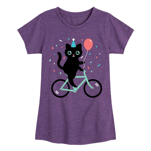 Cat On Bike Party - Youth & Toddler Girls Short Sleeve T-Shirt
